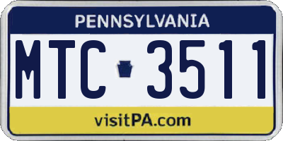 PA license plate MTC3511