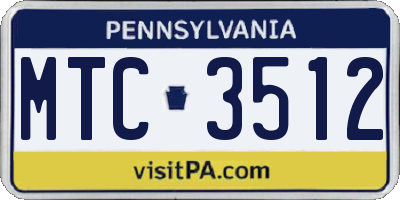 PA license plate MTC3512