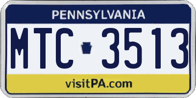 PA license plate MTC3513
