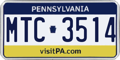 PA license plate MTC3514