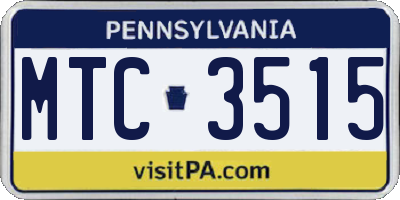 PA license plate MTC3515