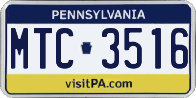 PA license plate MTC3516