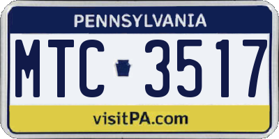 PA license plate MTC3517