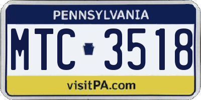 PA license plate MTC3518