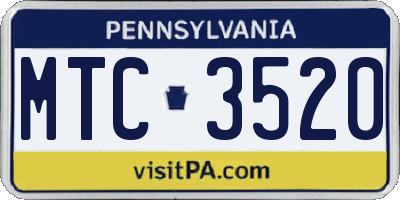 PA license plate MTC3520
