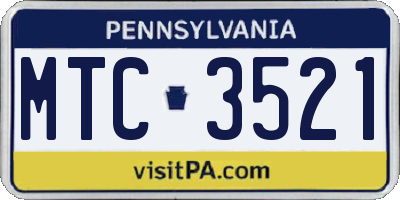 PA license plate MTC3521