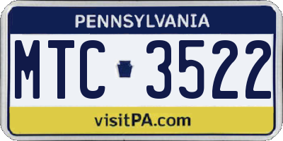 PA license plate MTC3522