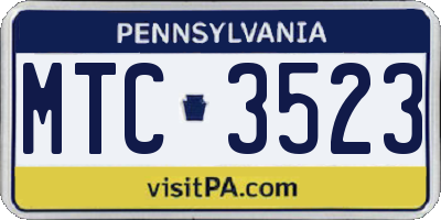 PA license plate MTC3523
