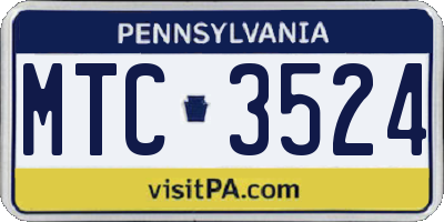 PA license plate MTC3524