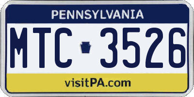 PA license plate MTC3526