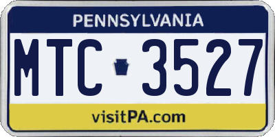 PA license plate MTC3527