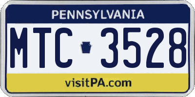 PA license plate MTC3528