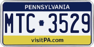 PA license plate MTC3529