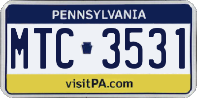PA license plate MTC3531