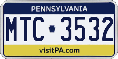 PA license plate MTC3532