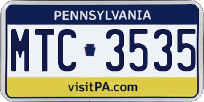 PA license plate MTC3535