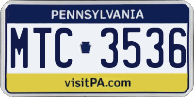 PA license plate MTC3536
