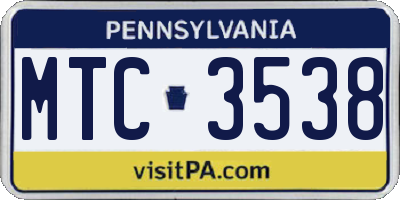 PA license plate MTC3538