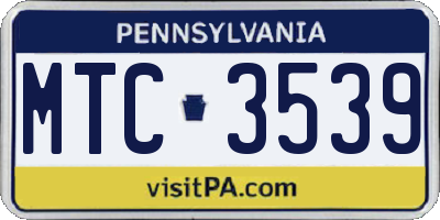 PA license plate MTC3539