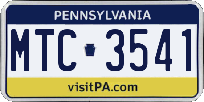 PA license plate MTC3541