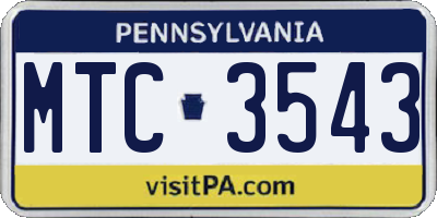 PA license plate MTC3543