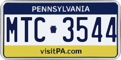 PA license plate MTC3544