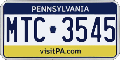 PA license plate MTC3545