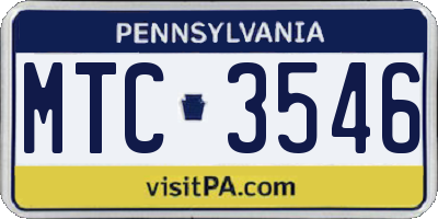 PA license plate MTC3546