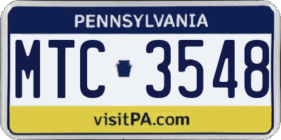 PA license plate MTC3548