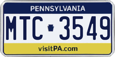 PA license plate MTC3549