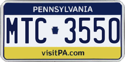 PA license plate MTC3550