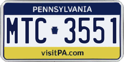 PA license plate MTC3551