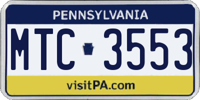 PA license plate MTC3553