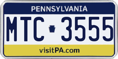 PA license plate MTC3555