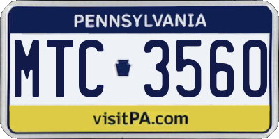 PA license plate MTC3560
