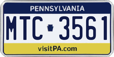 PA license plate MTC3561