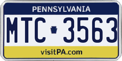 PA license plate MTC3563