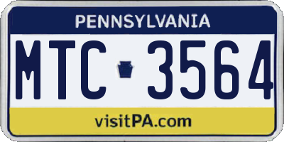 PA license plate MTC3564