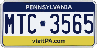 PA license plate MTC3565