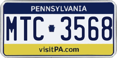 PA license plate MTC3568