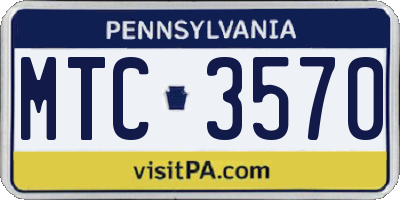 PA license plate MTC3570
