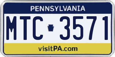 PA license plate MTC3571
