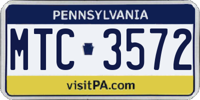 PA license plate MTC3572