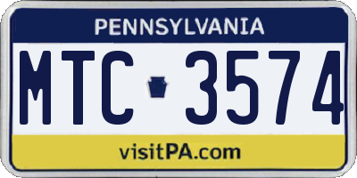 PA license plate MTC3574