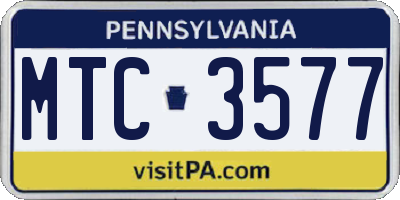 PA license plate MTC3577