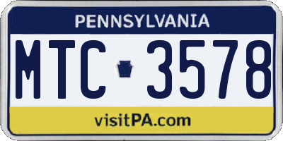 PA license plate MTC3578