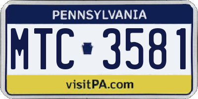 PA license plate MTC3581