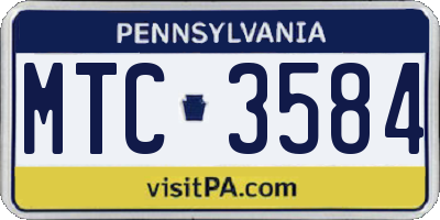 PA license plate MTC3584