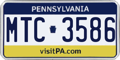PA license plate MTC3586