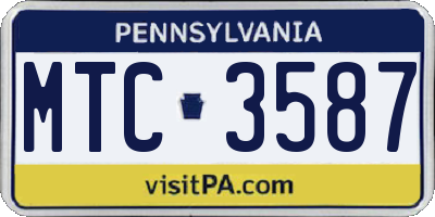 PA license plate MTC3587